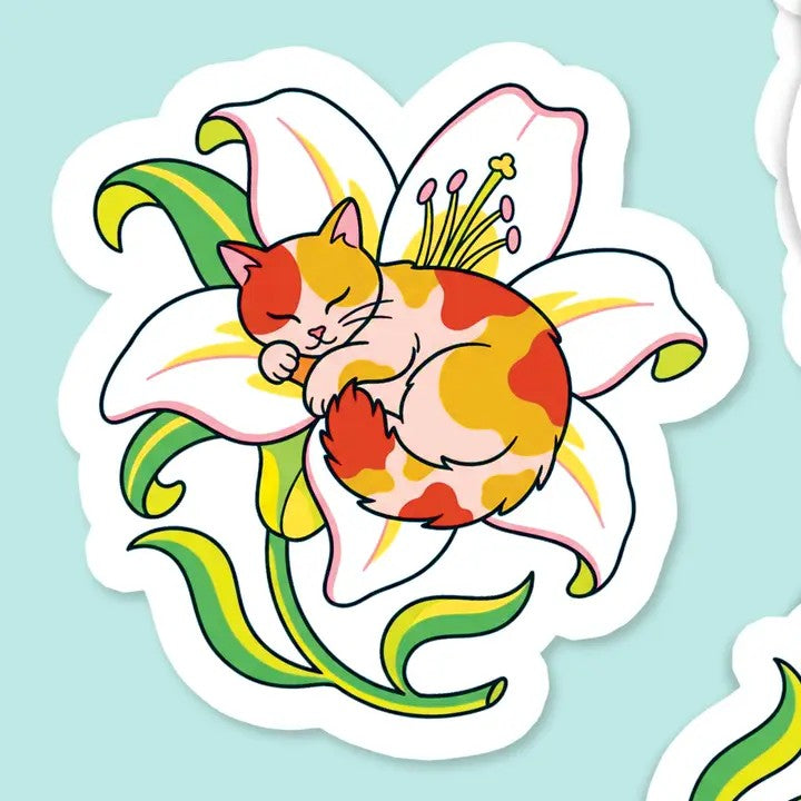 Ashley Bexar Calico Cat Flower Nap Sticker
