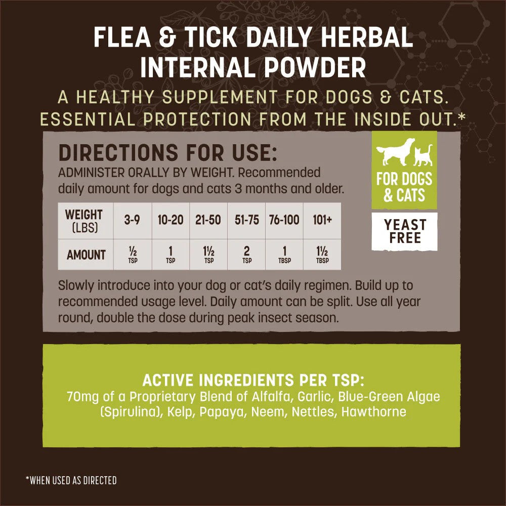 Earth Animal Internal Flea & Tick Powder- Yeast Free, 8oz