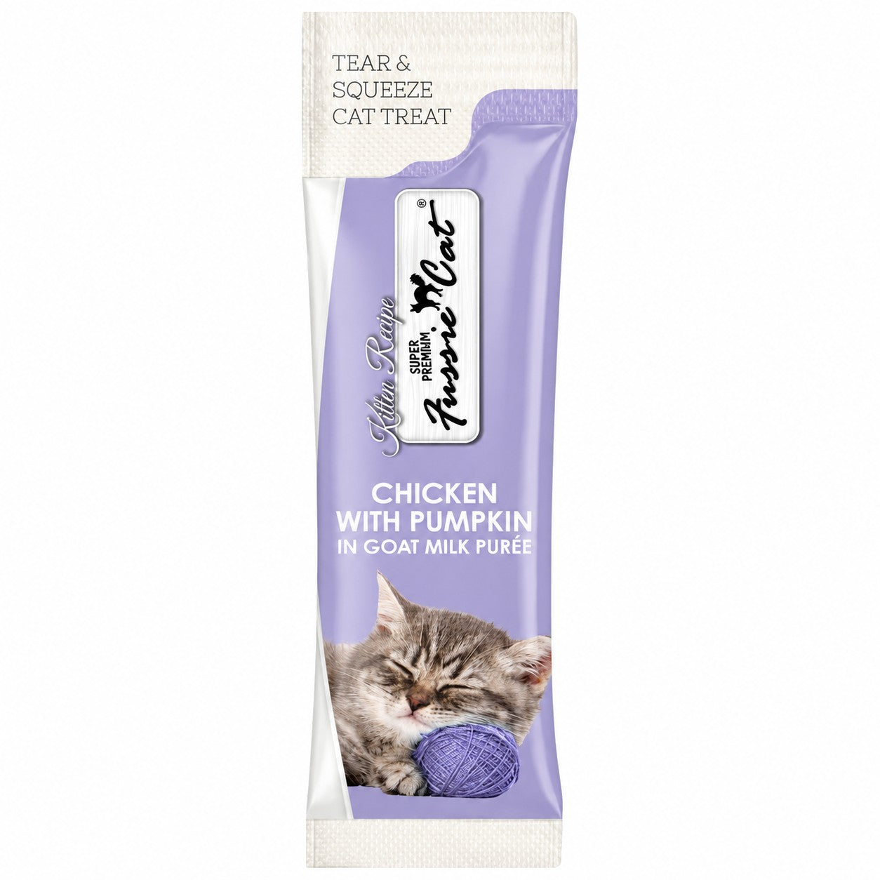 Fussie Cat Lickable Treat Kitten Chicken with Pumpkin in Goat Milk Puree 4-Pack