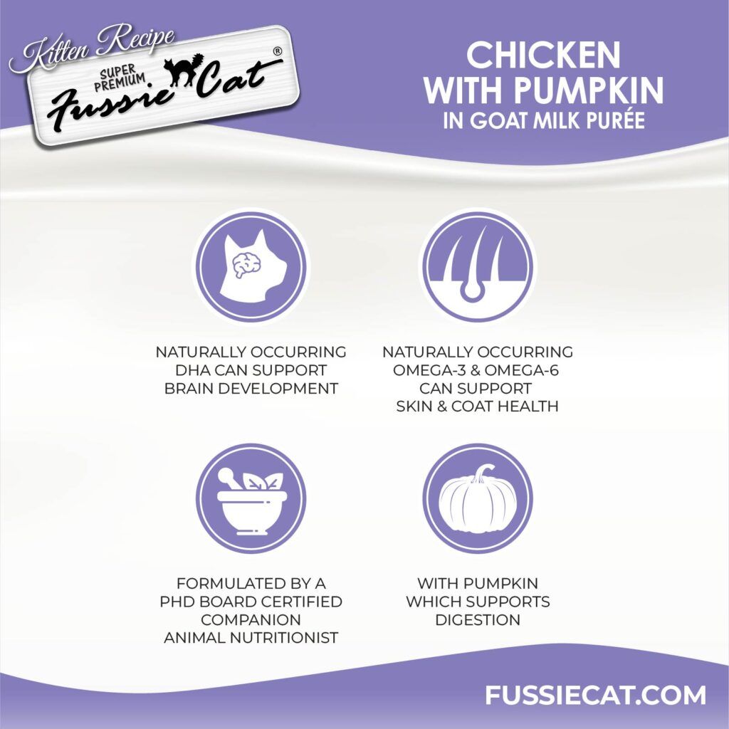 Fussie Cat Lickable Treat Kitten Chicken with Pumpkin in Goat Milk Puree 4-Pack