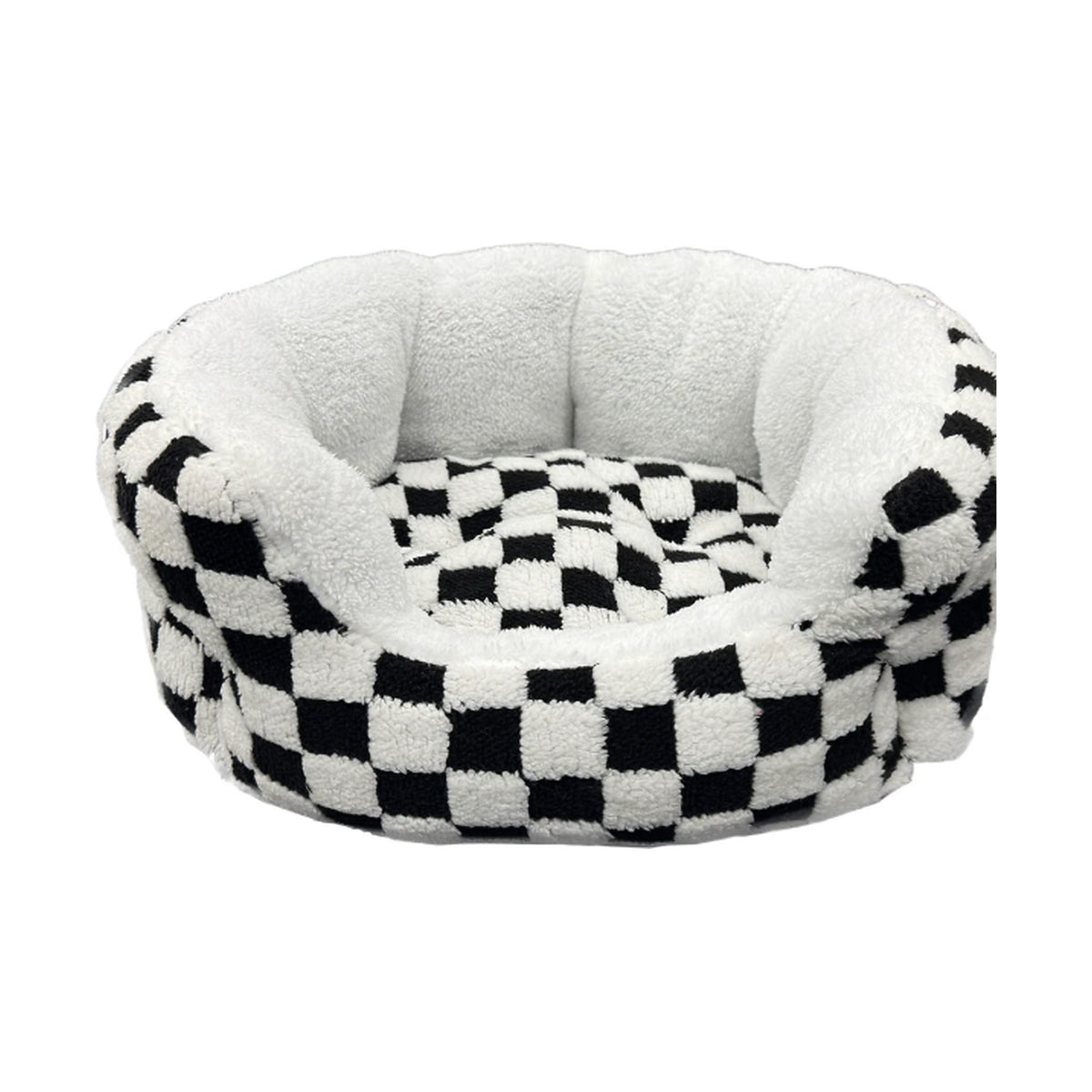 Sleep Zone Black & White Checkered Reverse Cushion Bed 18 in