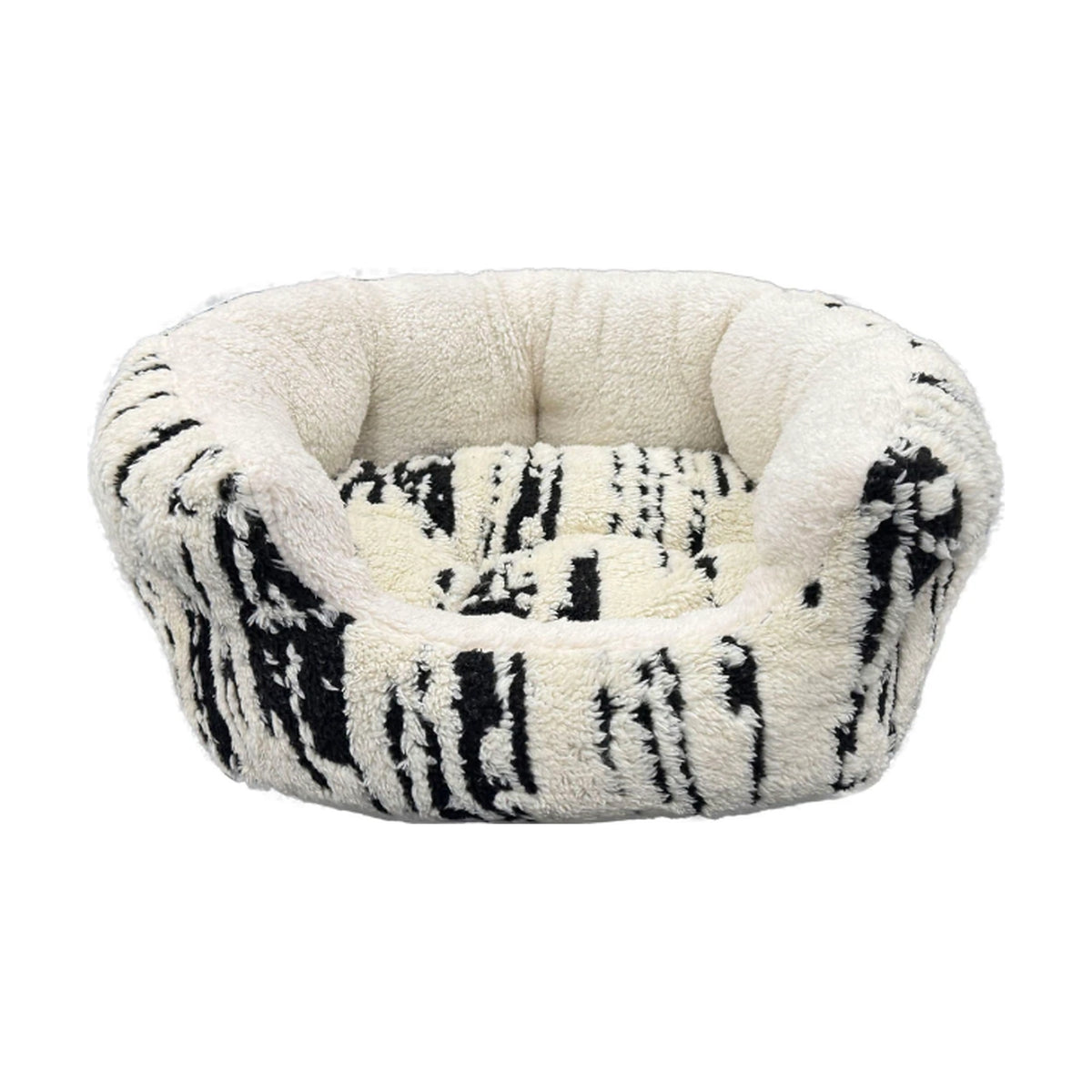 Sleep Zone Black & White Marbled Reverse Cushion Bed 18 in