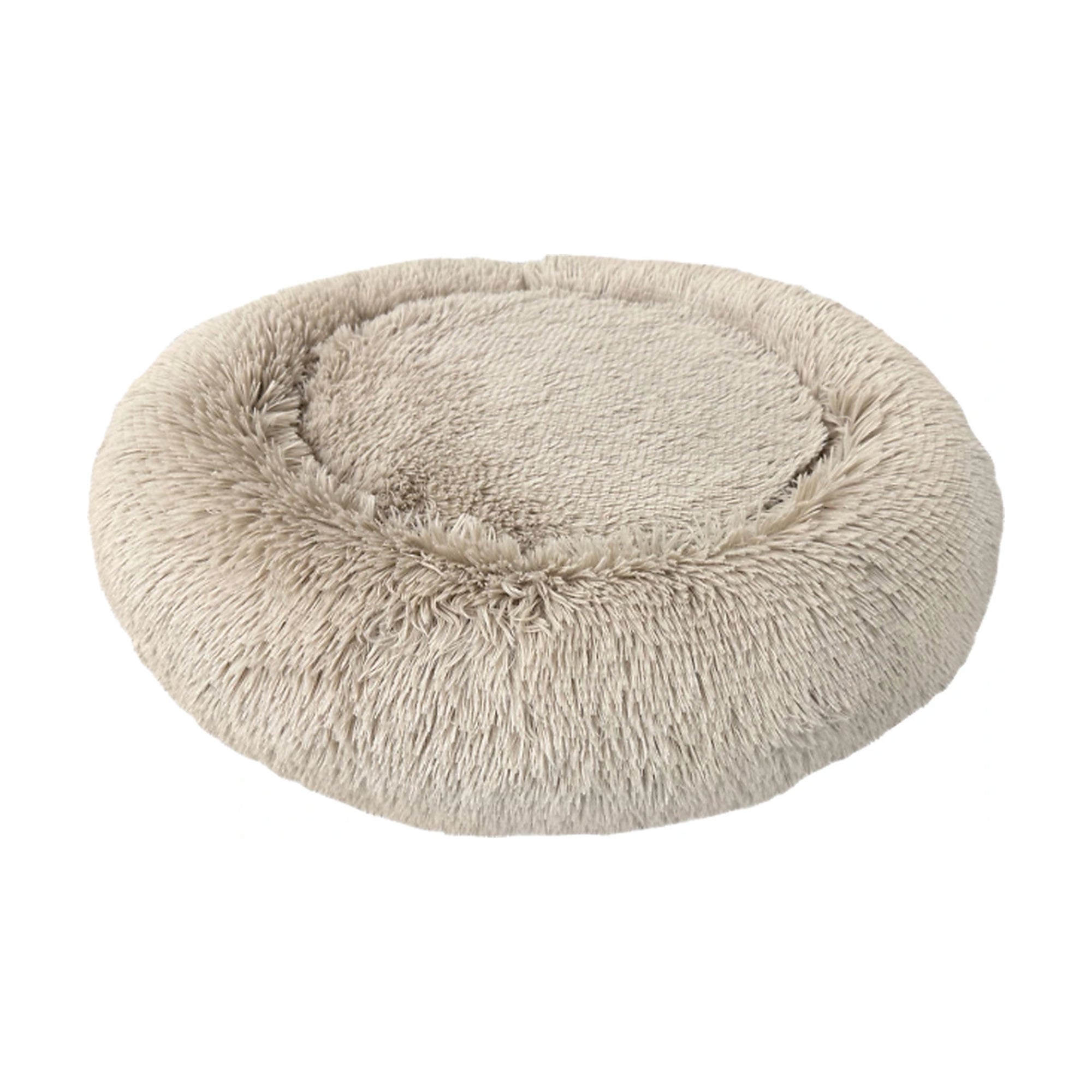 Sleep Zone Taupe Round Faux Fur Bed