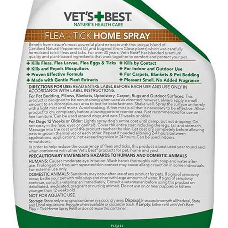 Vet's Best Flea & Tick Spray for Dogs Peppermint Scent