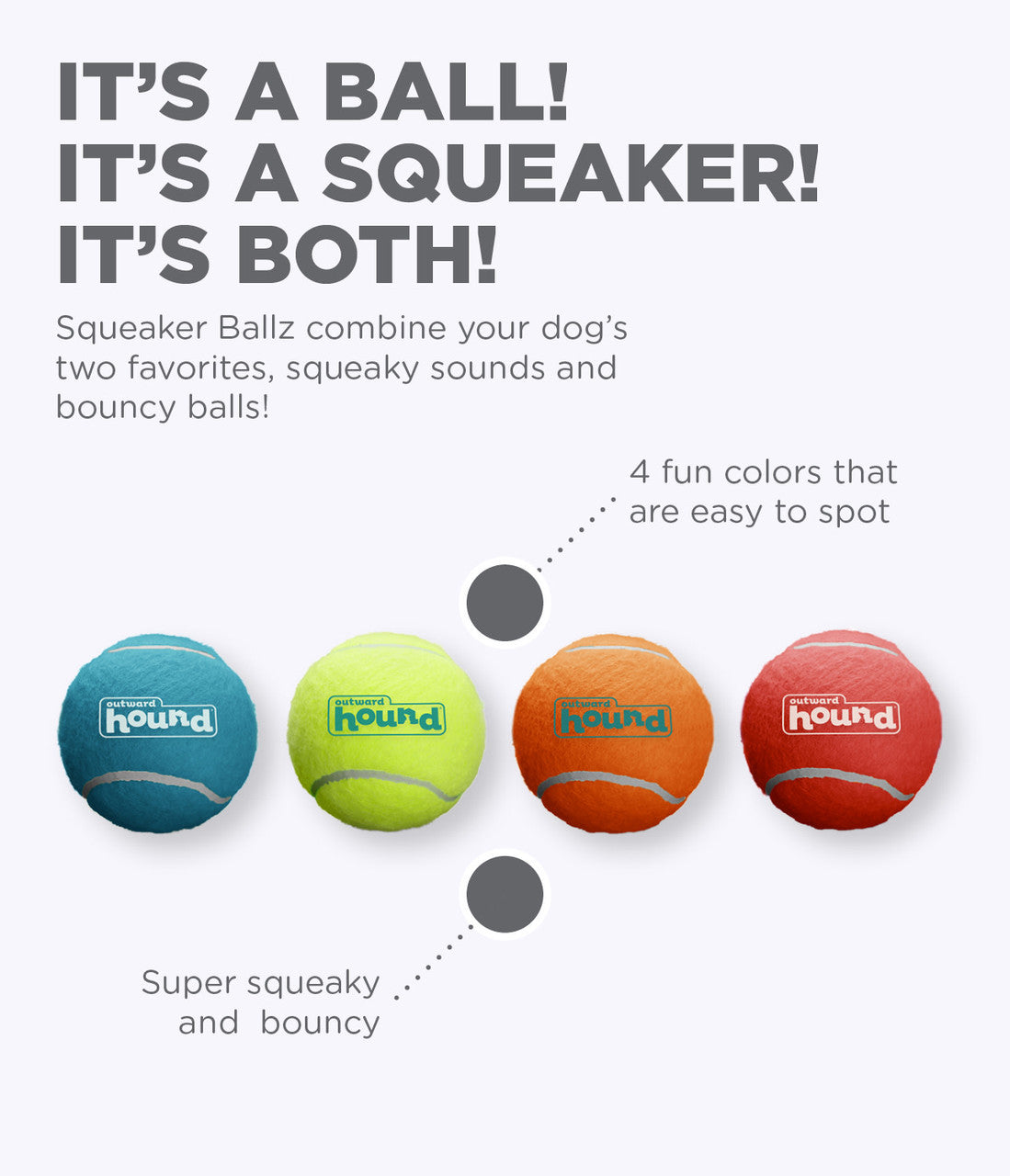 Outward Hound Squeaker Ballz Large Single 3 inch