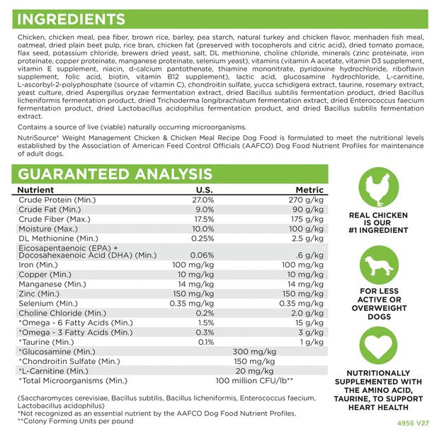 Nutrisource Weight Managment Chicken & Rice