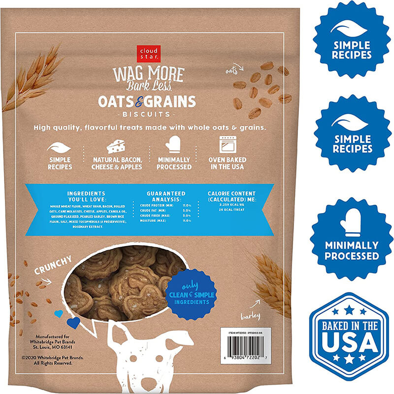 Wag More Oats & Grains Biscuits Bacon, Cheese & Apple 3 lbs