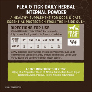 Earth Animal Internal Flea & Tick Powder- Yeast Free, 8oz