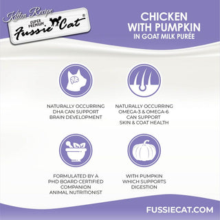 Fussie Cat Lickable Treat Kitten Chicken with Pumpkin in Goat Milk Puree 4-Pack