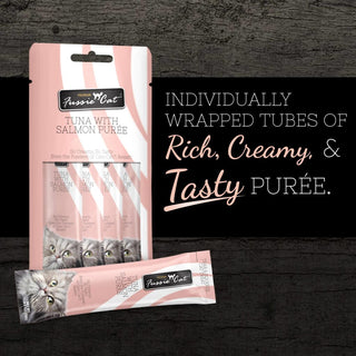 Fussie Cat Lickable Treat Kitten Tuna & Salmon in Goat Milk Puree 4-Pack