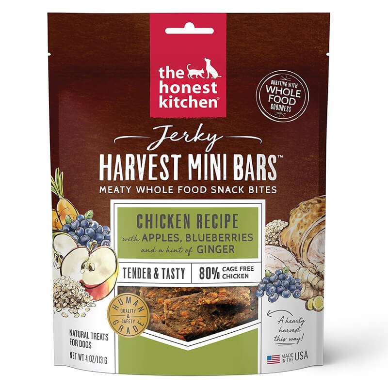 Honest Kitchen Jerky Harvest Mini Bars Chicken with Apples & Blueberries