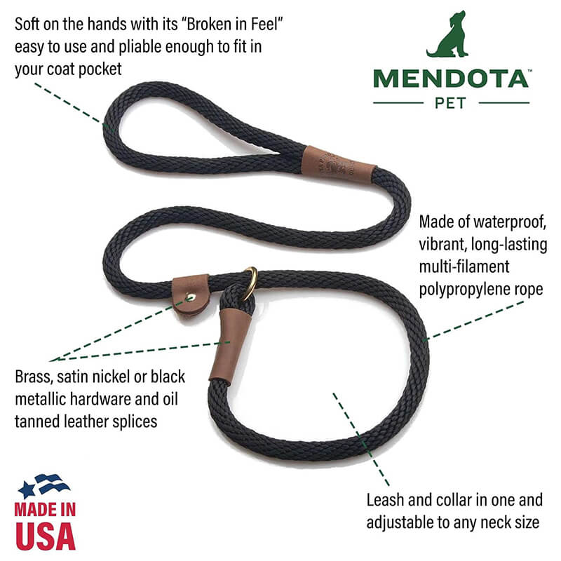 Mendota Rope Slip Lead Dark Brown