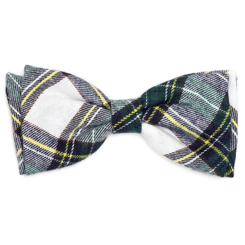 The Worthy Dog Bow Tie Green Stewart Tartan Plaid