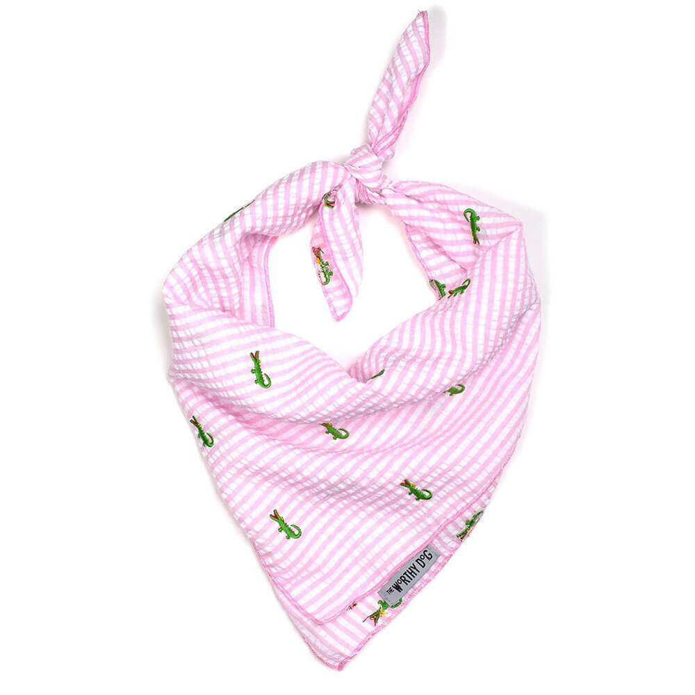 Worthy Dog Bandana Pink Stripe Alligator
